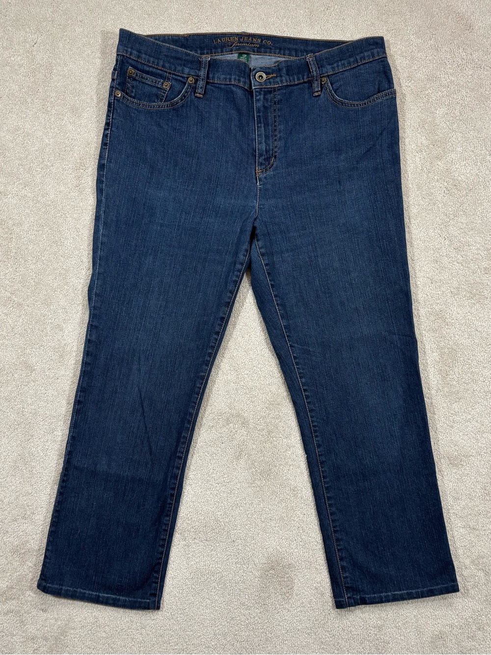 Lauren Ralph Lauren Premium Denim Classic Straight Leg Jeans Dark Wash Size 12P
